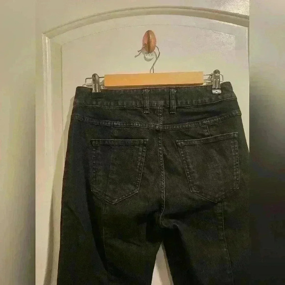 P7000 chico's platinum denim charcoal denim zipper leg skinny jeans size 0/ 28in - Picture 6 of 8